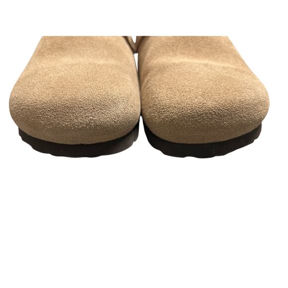 New Kidmi Tan Suede Clogs Cork Footbed Sandals Potato Shoes Size 40 8 1/2 - Picture 5 of 7